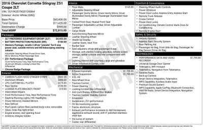 2016 Chevrolet Corvette Stingray Z51 2LT