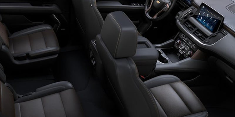 interior look of front and back seats of a 2024 chevy suburban